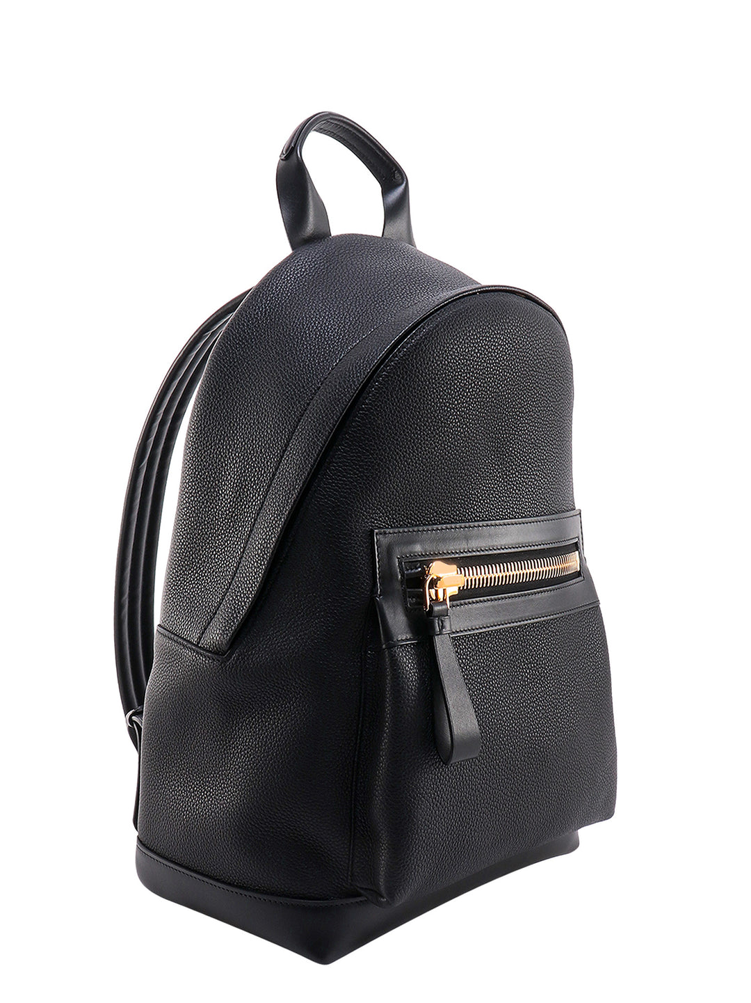 Textured leather backpack with pocket on the front