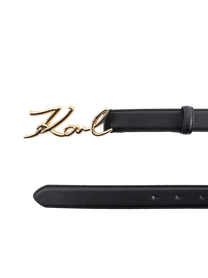 Leather belt with Karl metal buckle