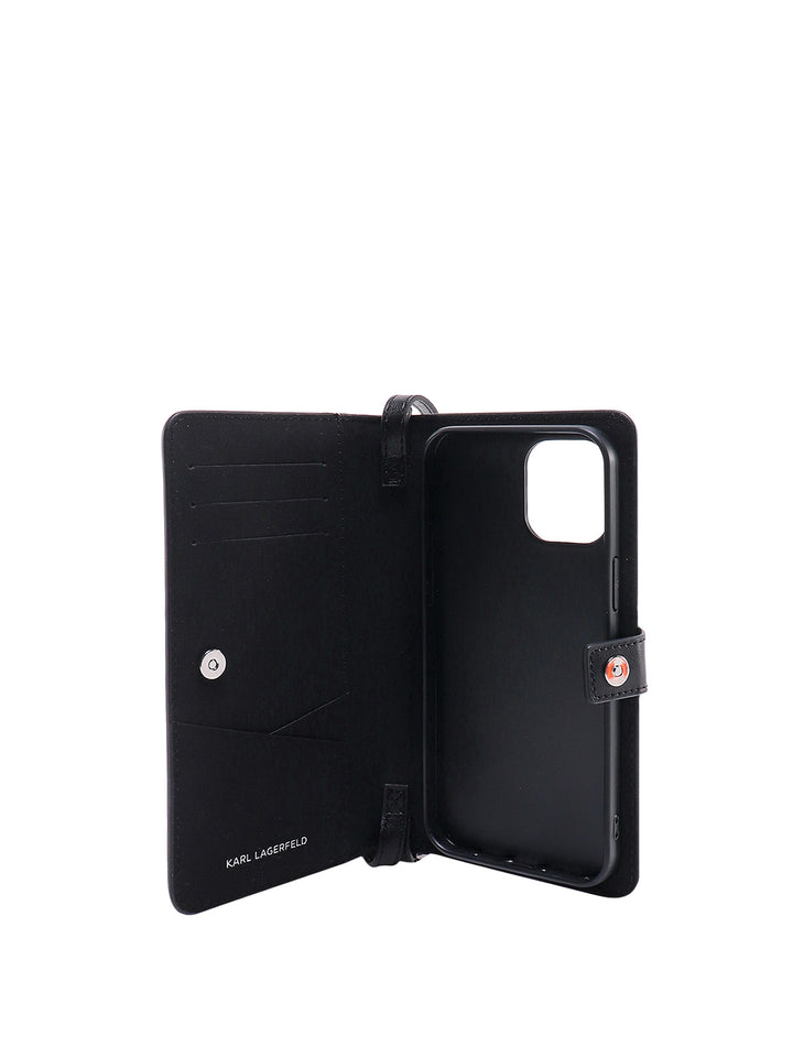 Phone case with frontal metal logo