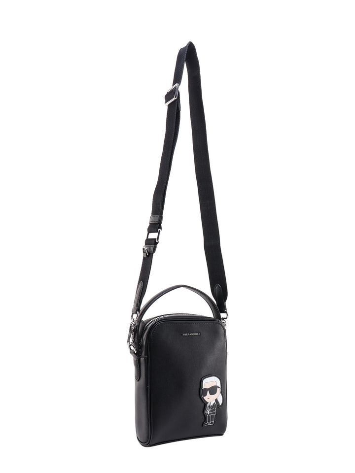 Leather shoulder bag with iconic Karl patch