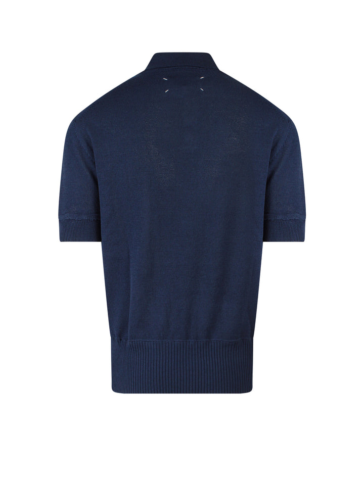 Wool blend polo shirt with iconic back stitching