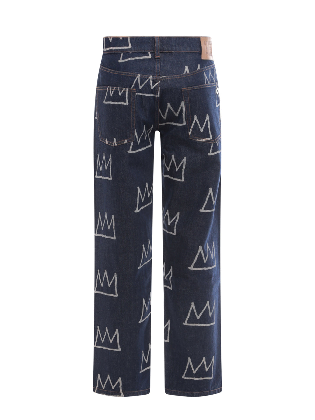 Etudes x Jean-Michel Basquiat jeans in organic cotton with all-over Crown motif