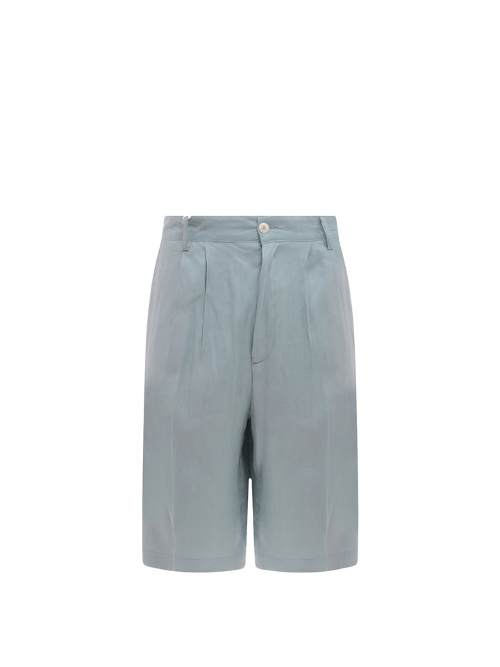 Linen and cotton bermuda shorts