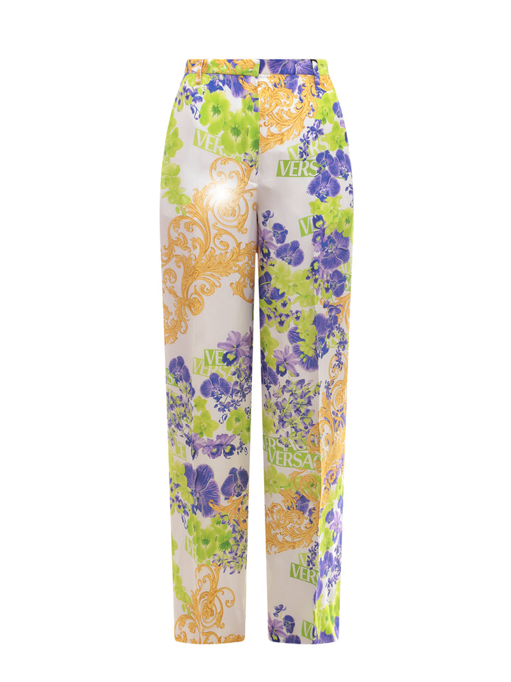 Viscose  trouser with Versace Orchid print