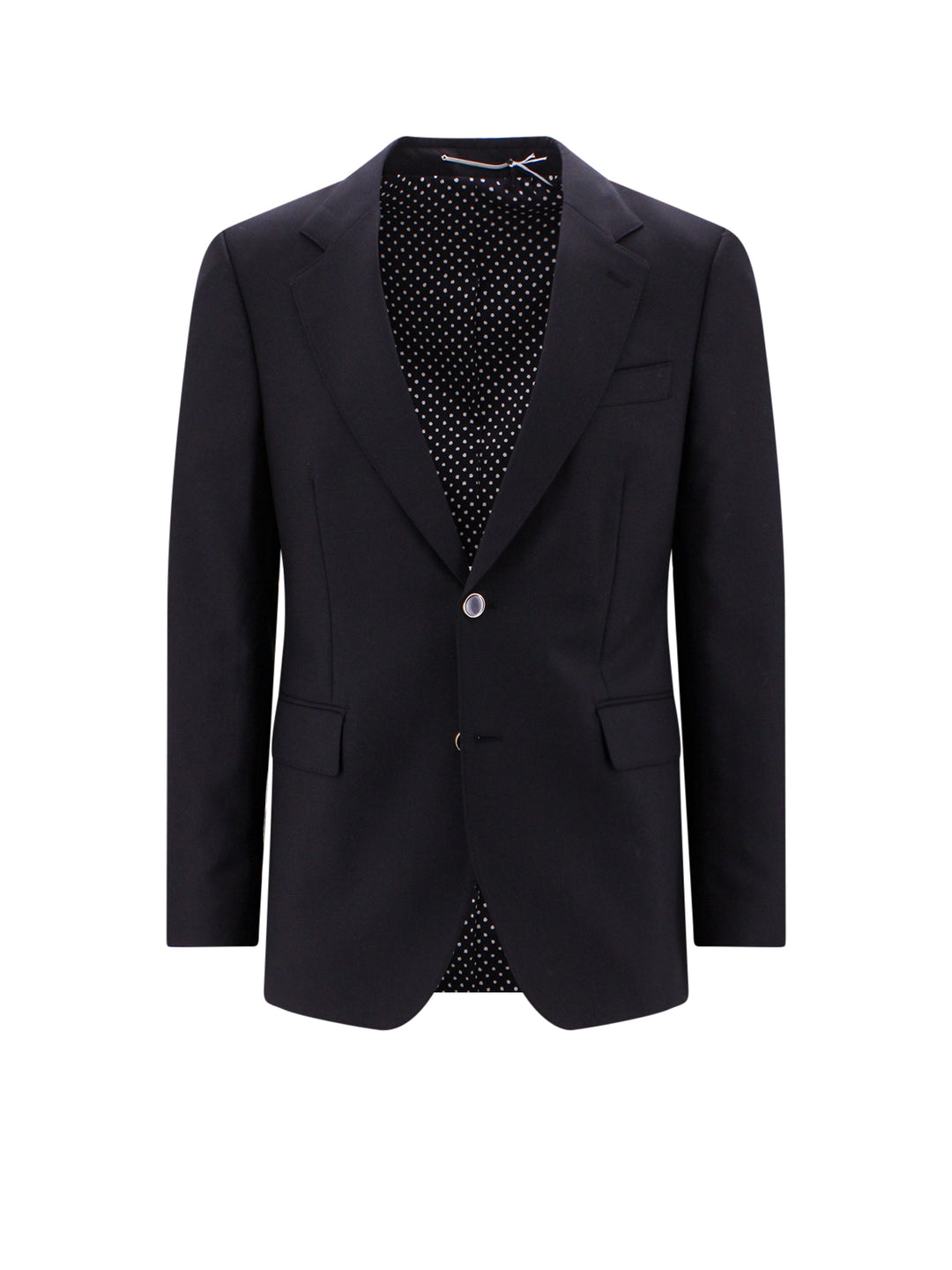 Virgin wool blazer with polka-dots print lining