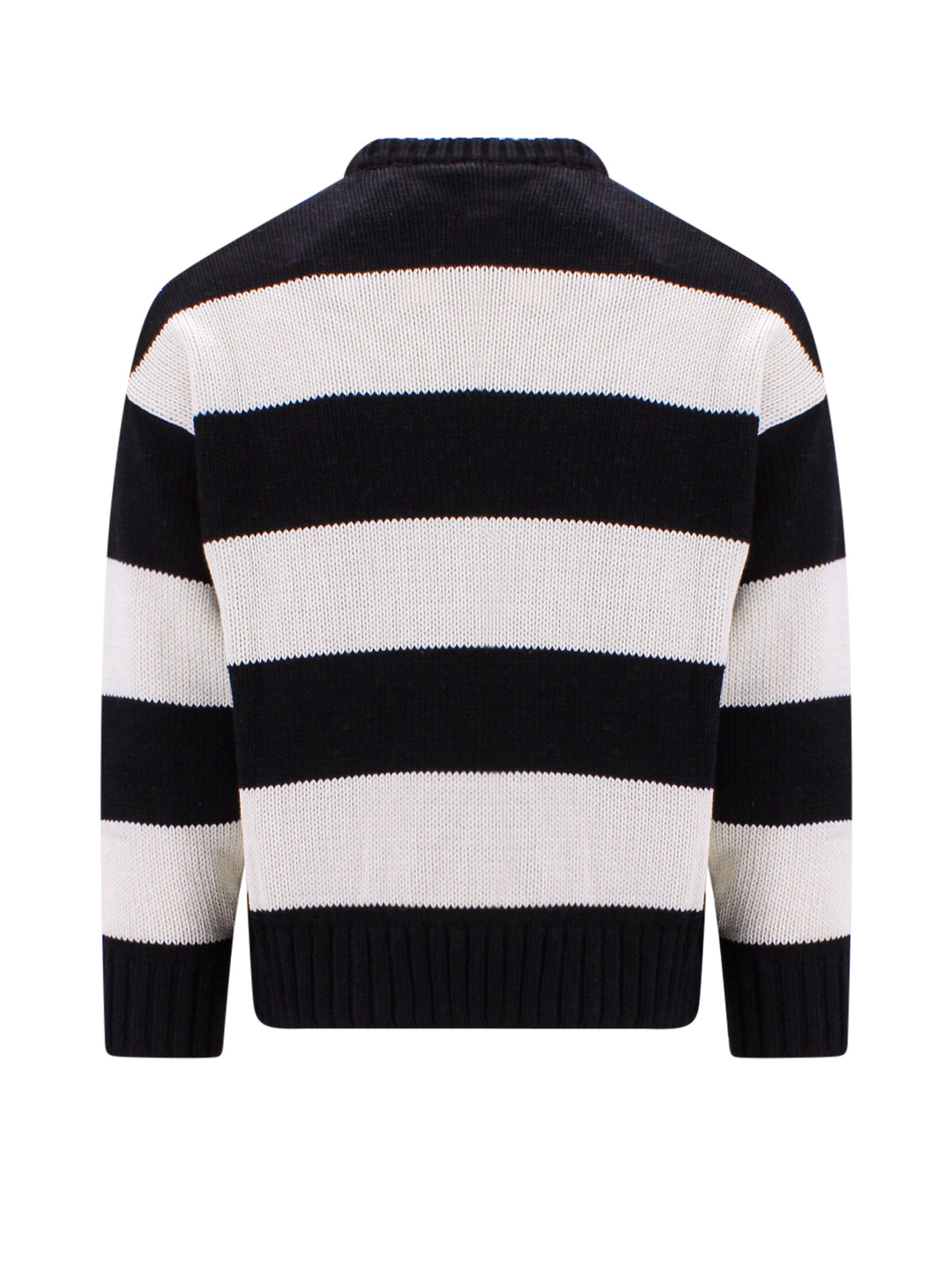 Cotton sweater with striped motif