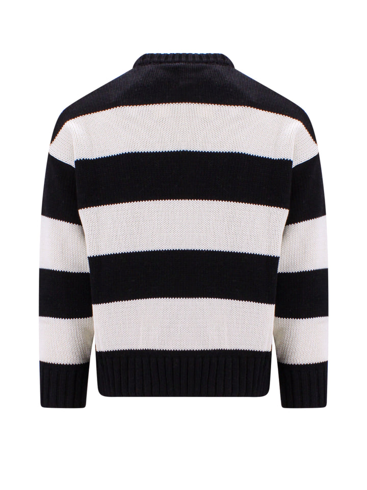 Cotton sweater with striped motif