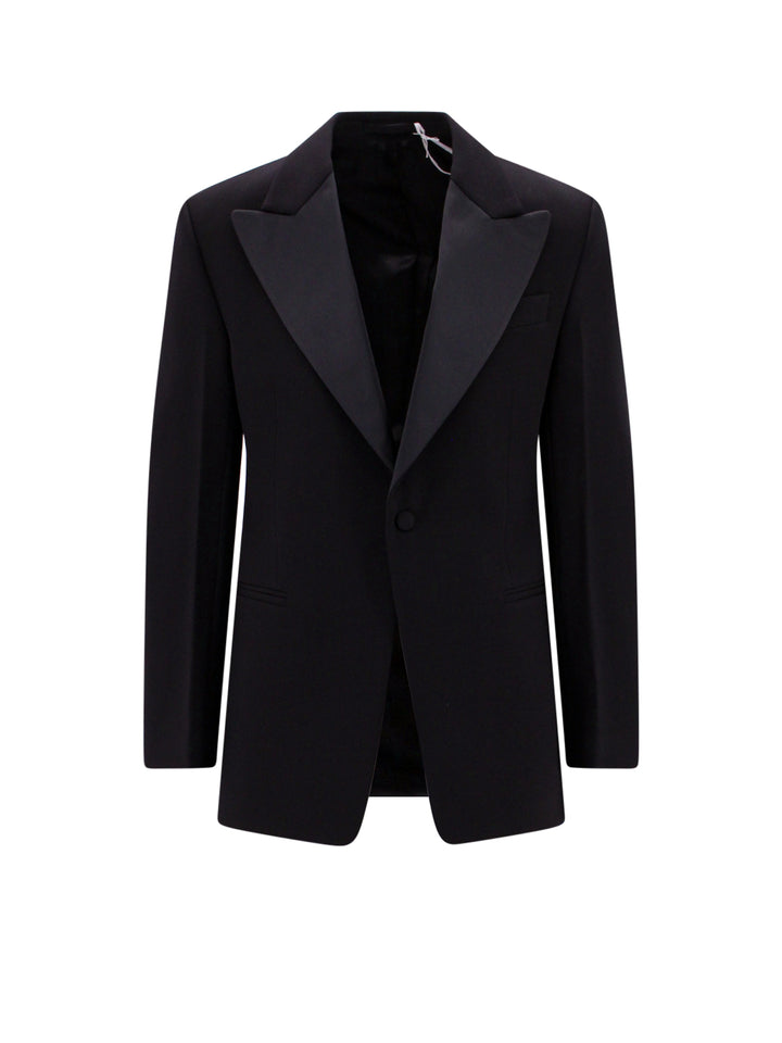 Wool blazer with satin profiles