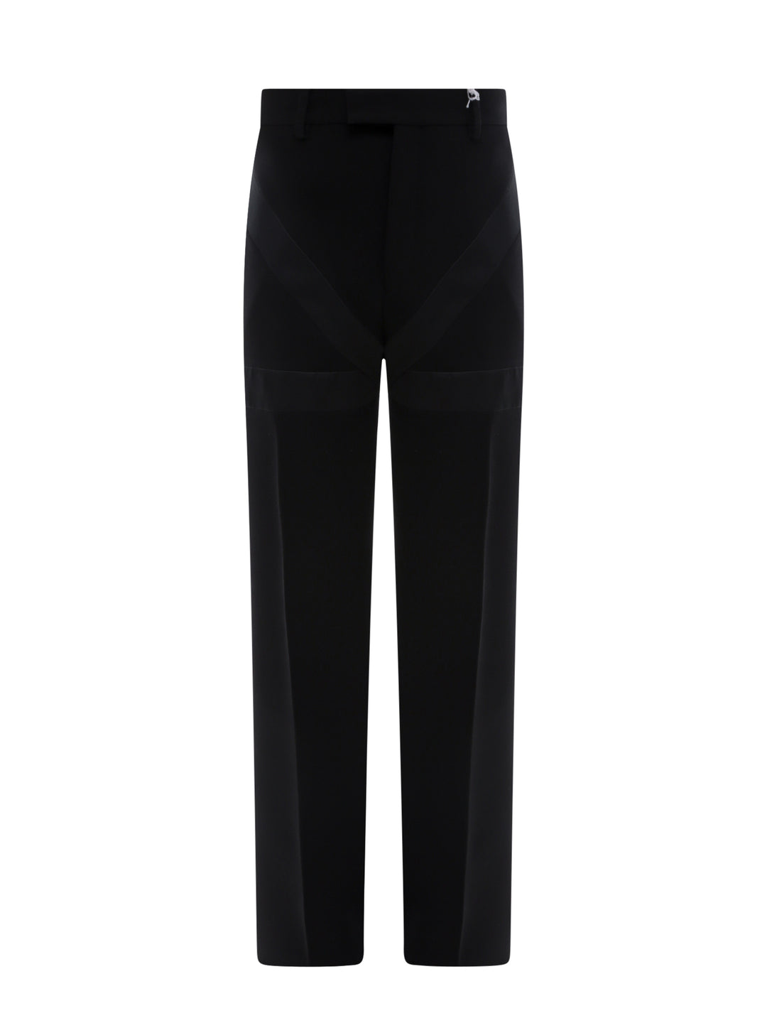 Virgin wool trouser with satin inserts