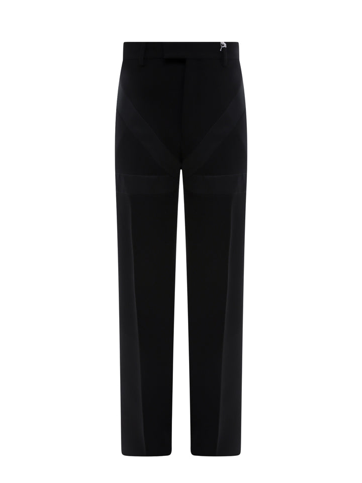 Virgin wool trouser with satin inserts