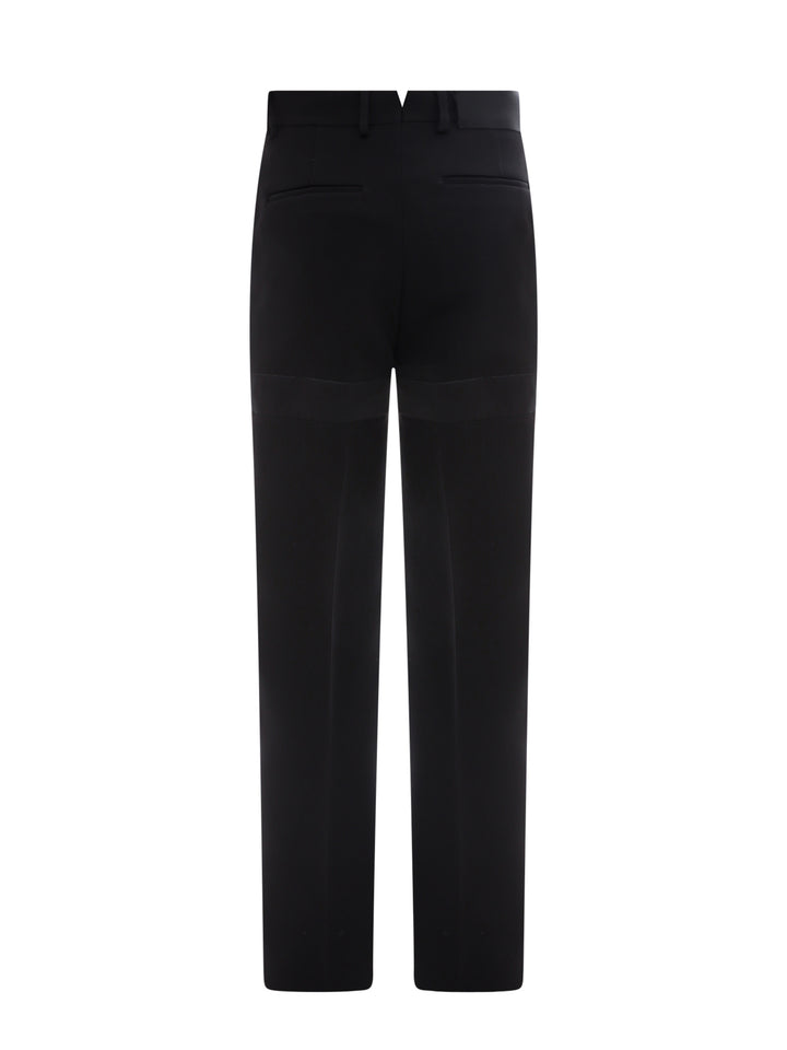 Virgin wool trouser with satin inserts