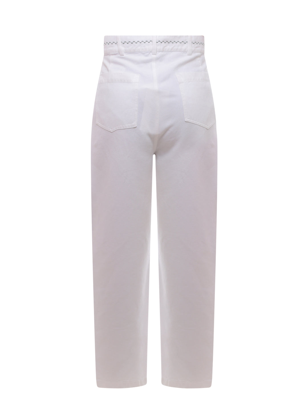 White denim trouser with stitching and embroidery