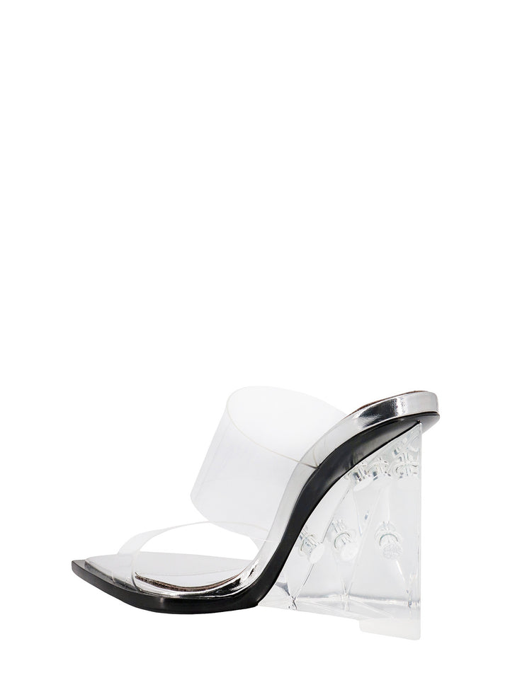 Leather sandals with plexiglass heel