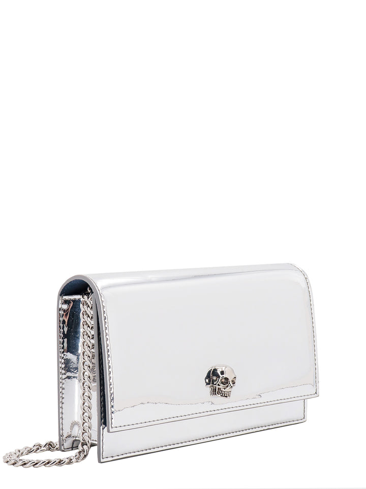 Patent leather shoulder bag with iconic frontal Skull