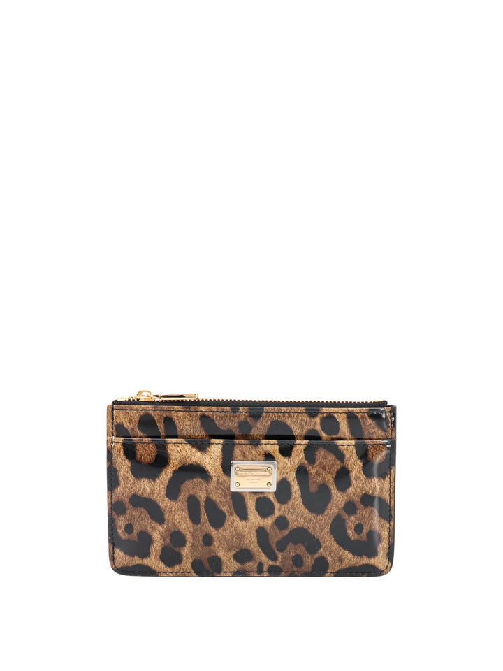 Card holder in shiny leather with animalier print