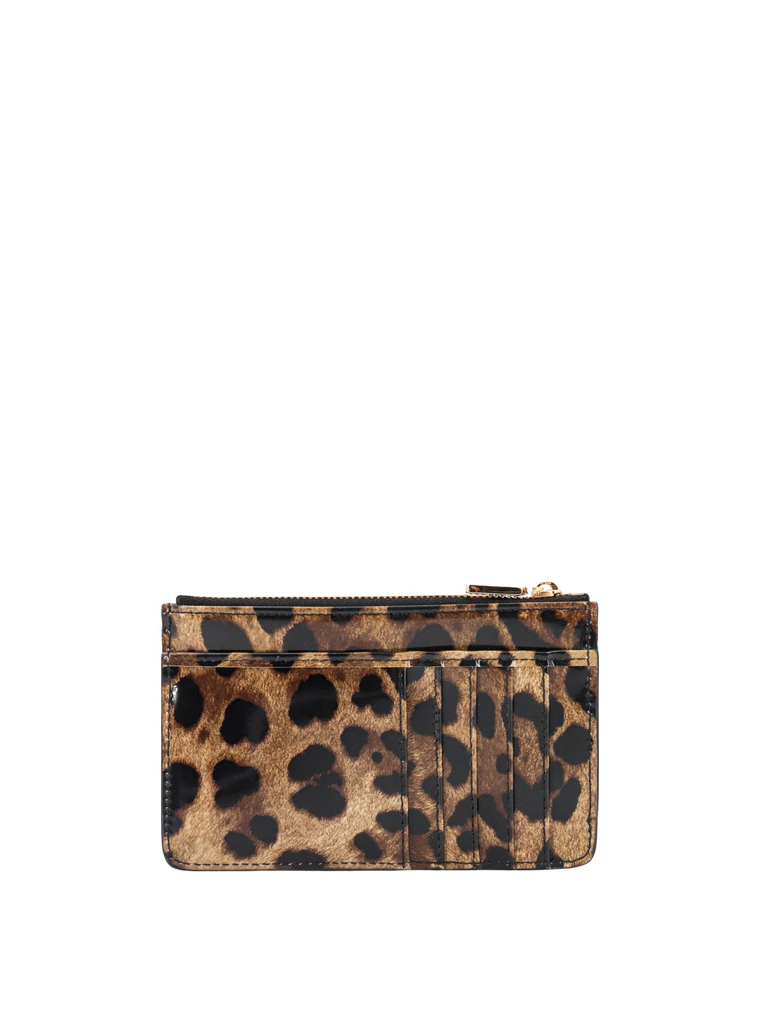 Card holder in shiny leather with animalier print