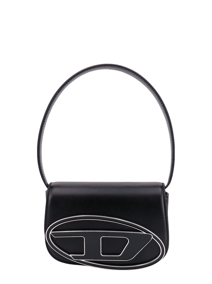 Leather shoulder bag with frontal Oval D logo