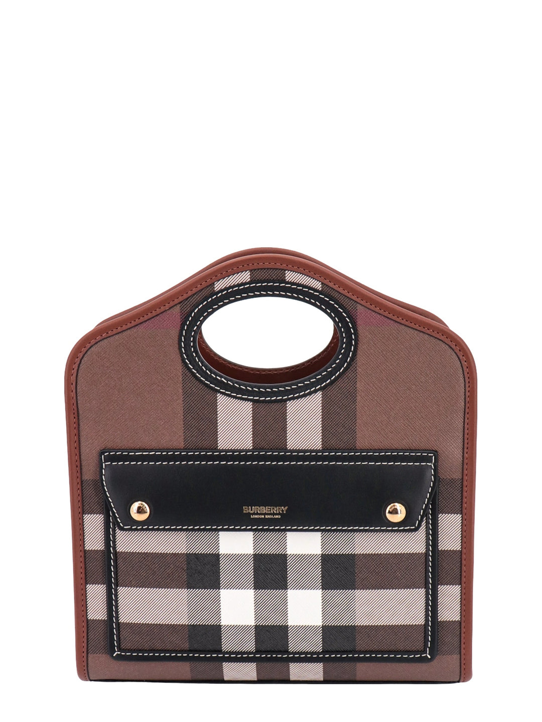 Coated canvas and leather handbag with Burberry Check motif