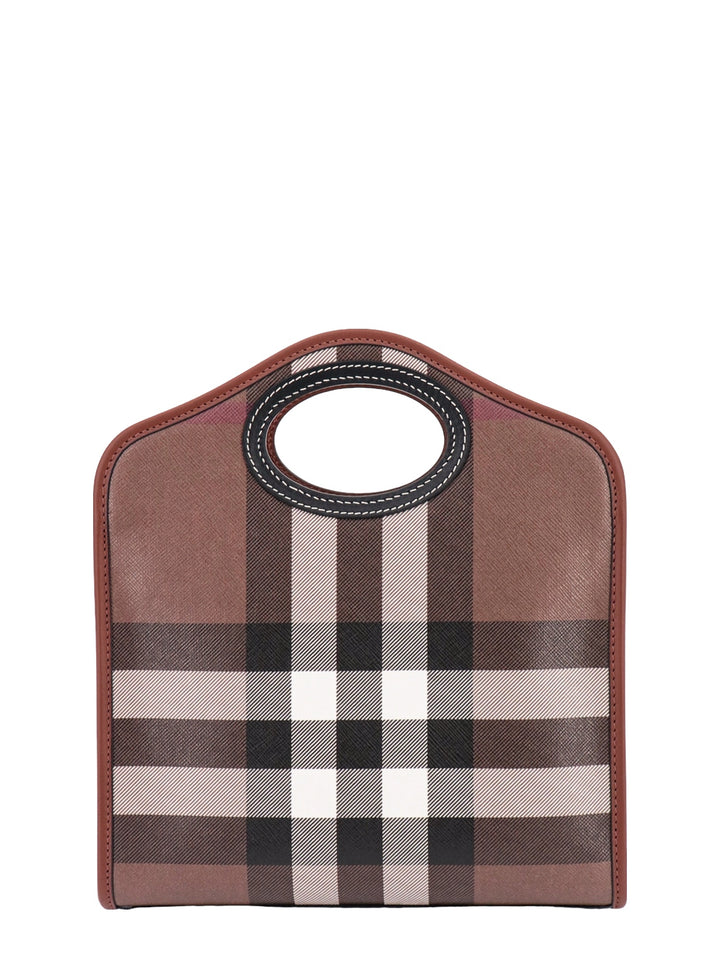 Coated canvas and leather handbag with Burberry Check motif