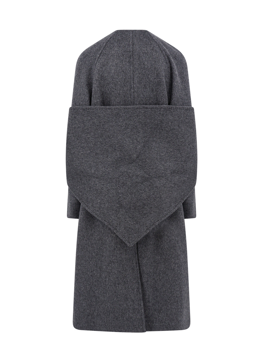 Wool coat with maxi removable scarf