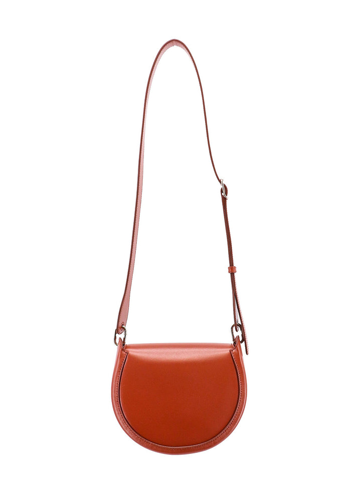 Leather shoulder bag with metal ring