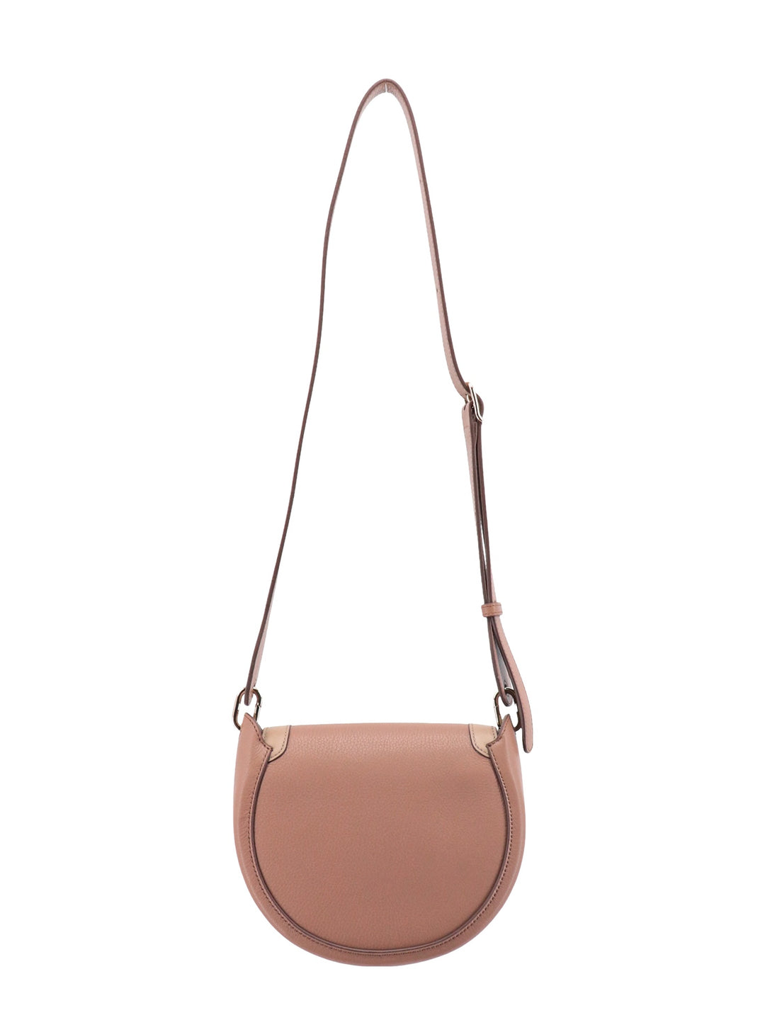 Leather shoulder bag with metal ring