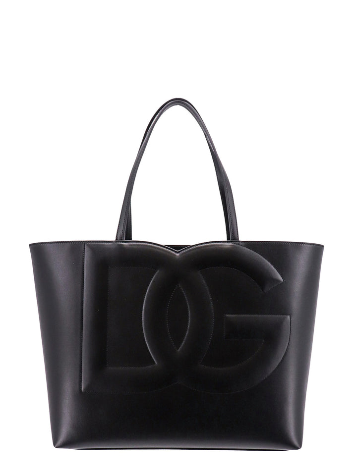 Leather shoulder bag with frontal maxi monogram