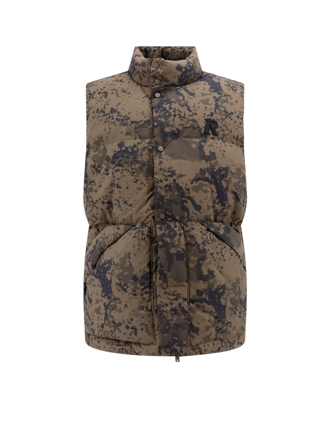 Padded and quilted nylon sleeveless jacket