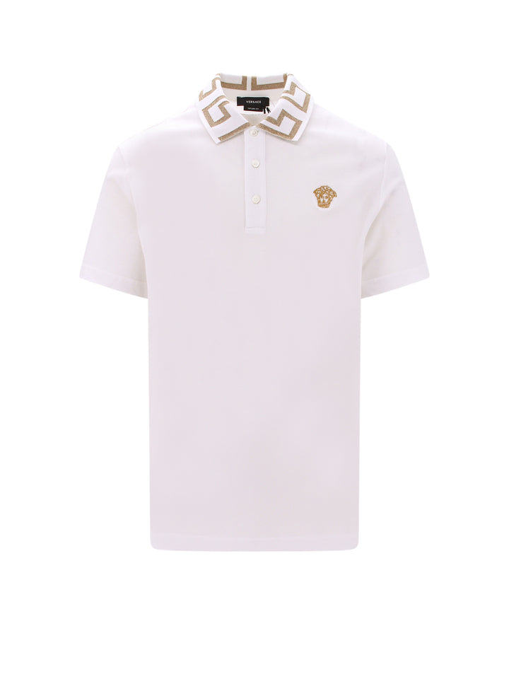 Cotton polo shirt with Medusa patch