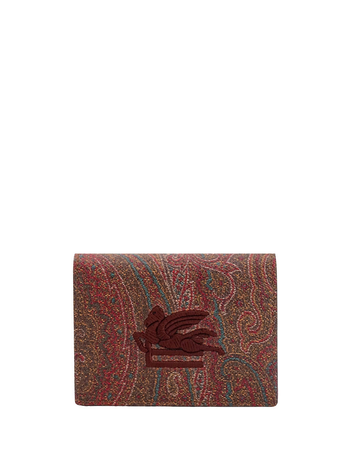 Paisley fabric wallet with embroidered Etro Pegaso logo