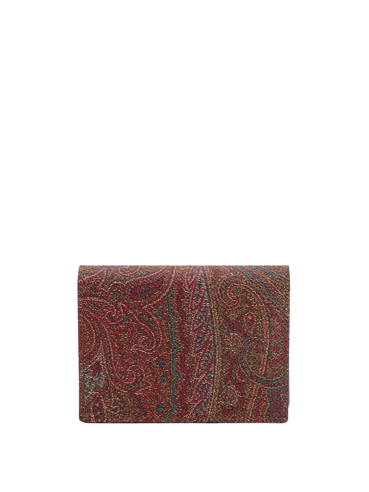 Paisley fabric wallet with embroidered Etro Pegaso logo