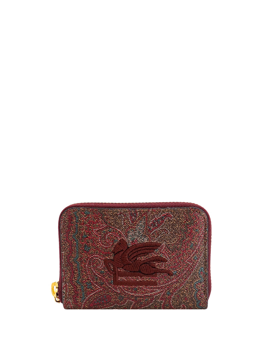 Paisley fabric card holder with embroidered Etro Pegaso logo