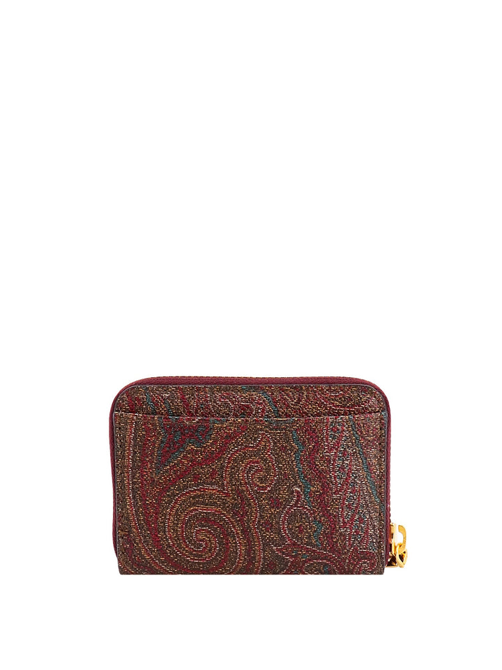 Paisley fabric card holder with embroidered Etro Pegaso logo