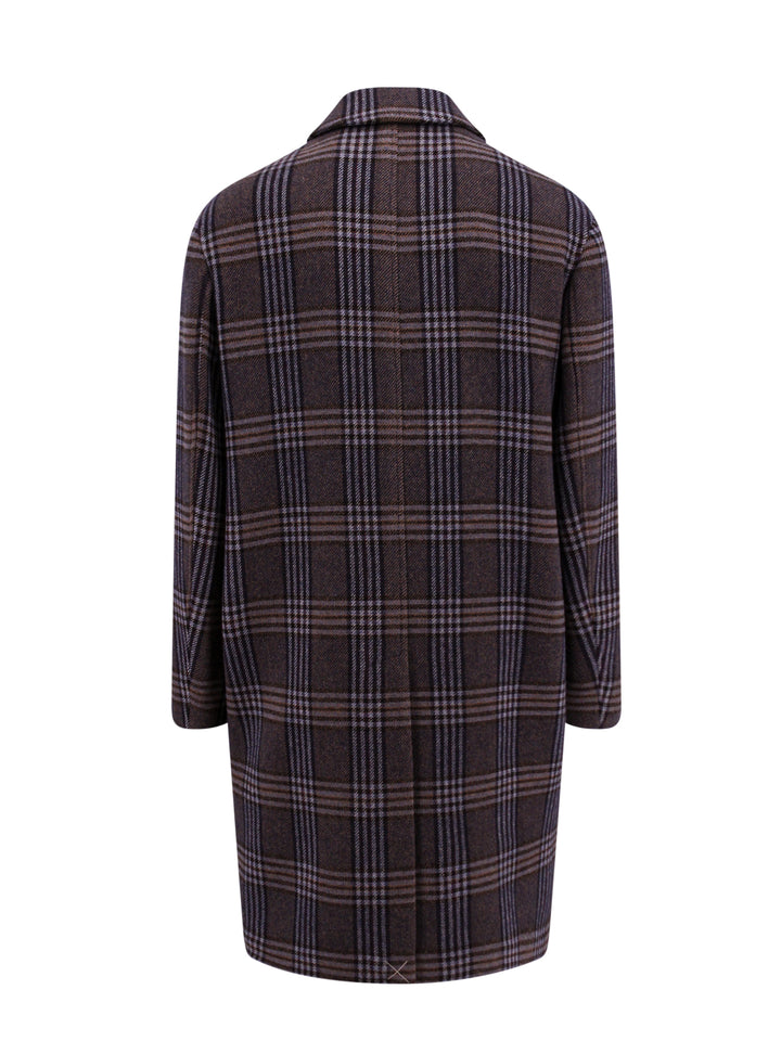 Tartan wool and cashmere coat