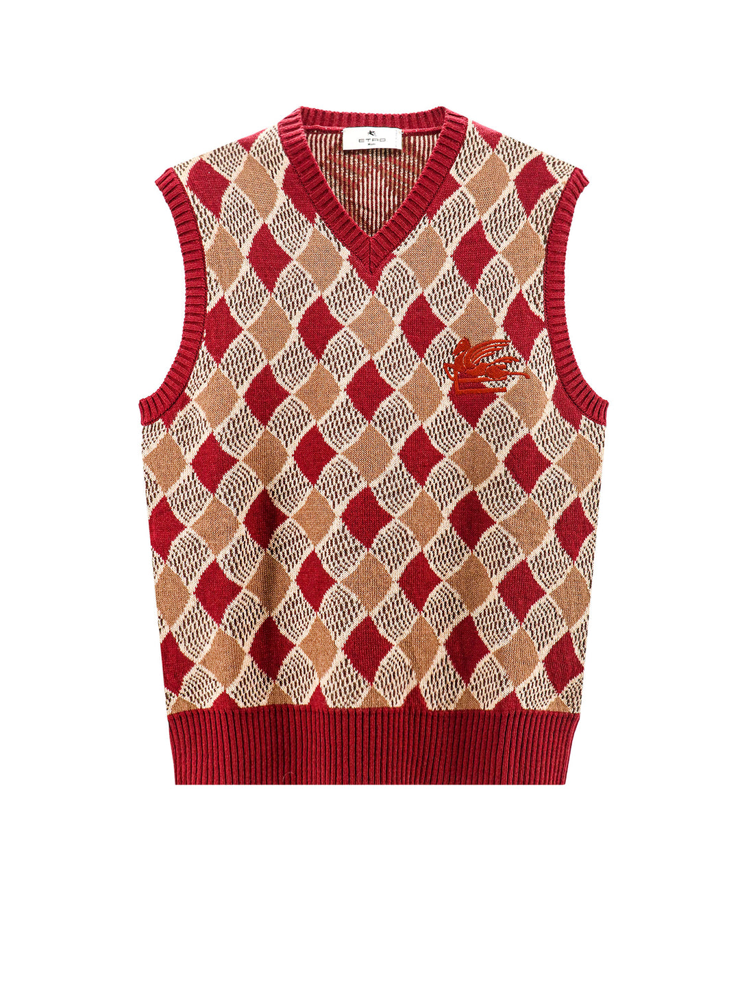 Wool vest with embroidered Etro Pegaso logo