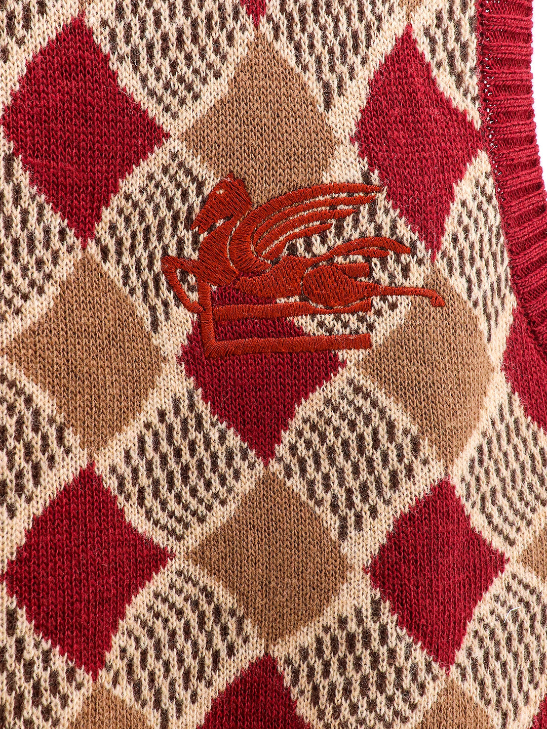 Wool vest with embroidered Etro Pegaso logo