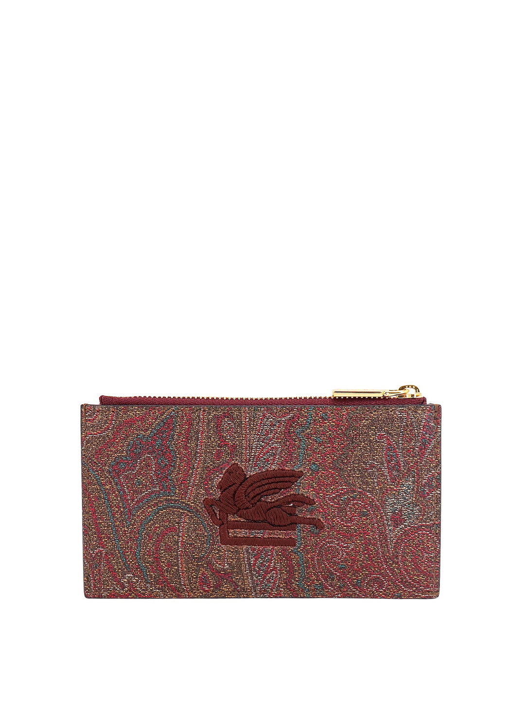 Coated canvas card holder with Paisley motif