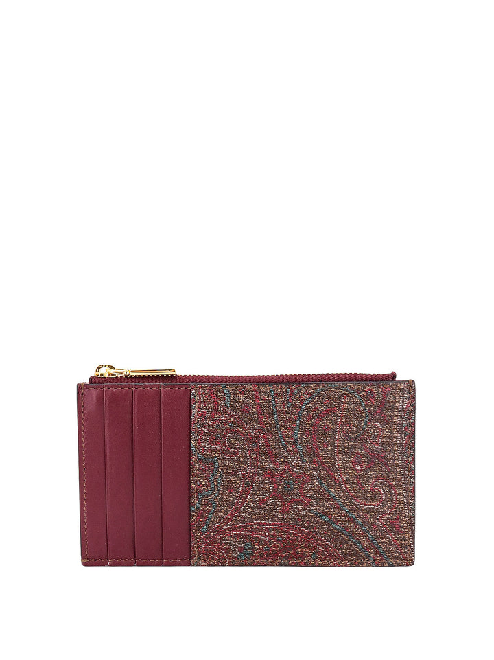 Coated canvas card holder with Paisley motif