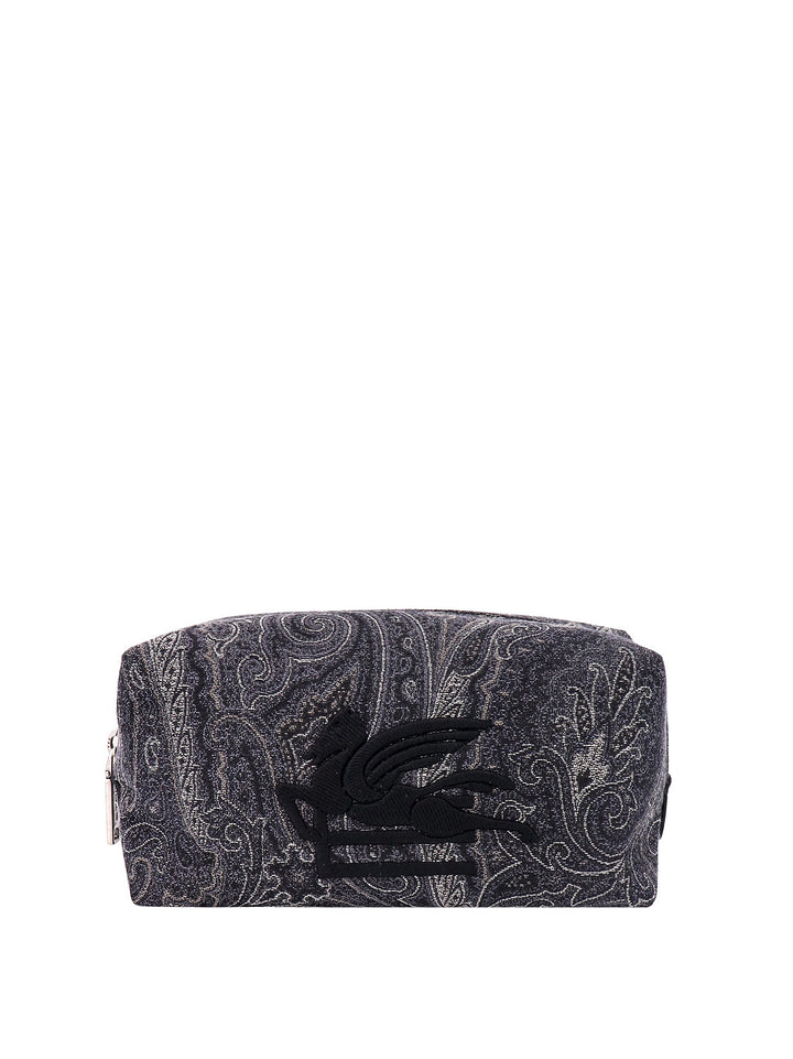 Coated canvas beauty case with paisley motif