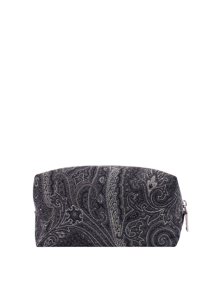 Coated canvas beauty case with paisley motif