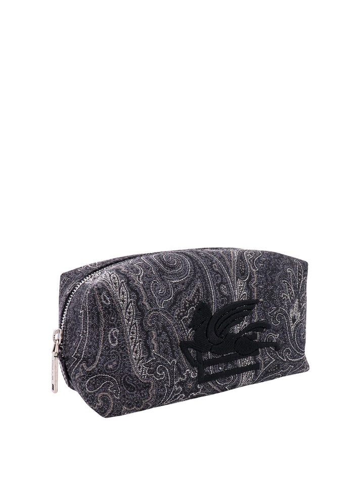 Coated canvas beauty case with paisley motif