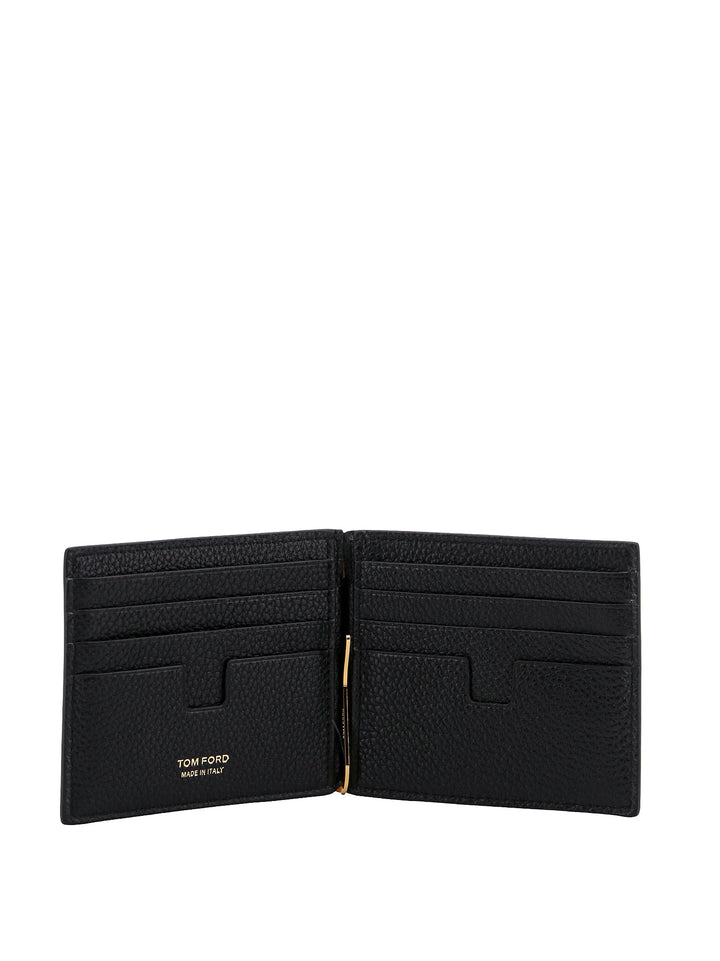 Leather card holder with frontal monogram