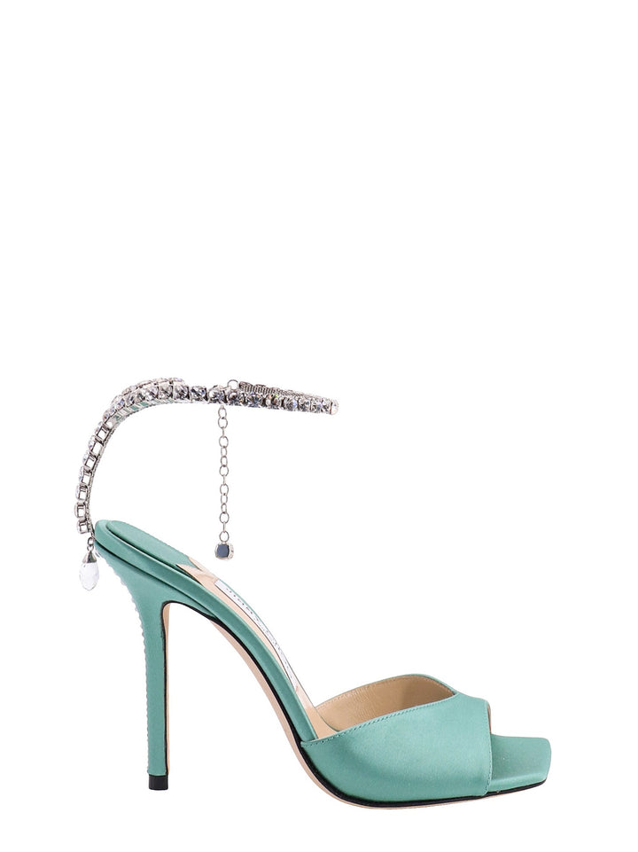 Satin sandals with rhinestone detail