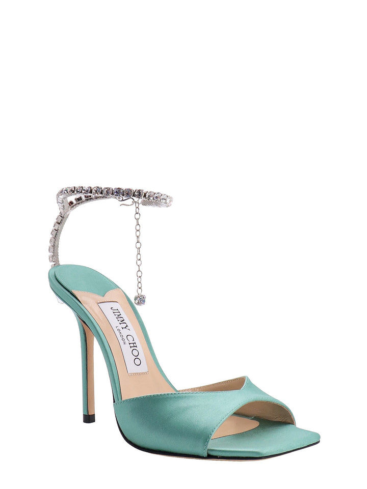 Satin sandals with rhinestone detail