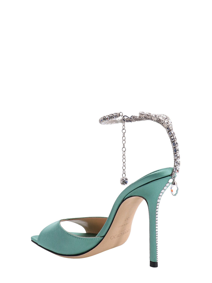 Satin sandals with rhinestone detail