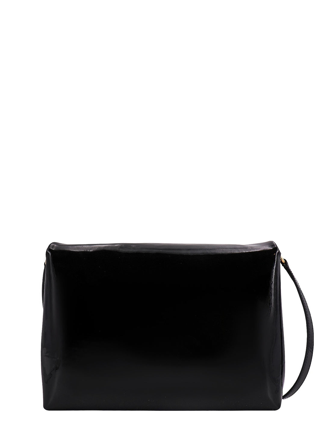 Patent leather shoulder bag with monogram