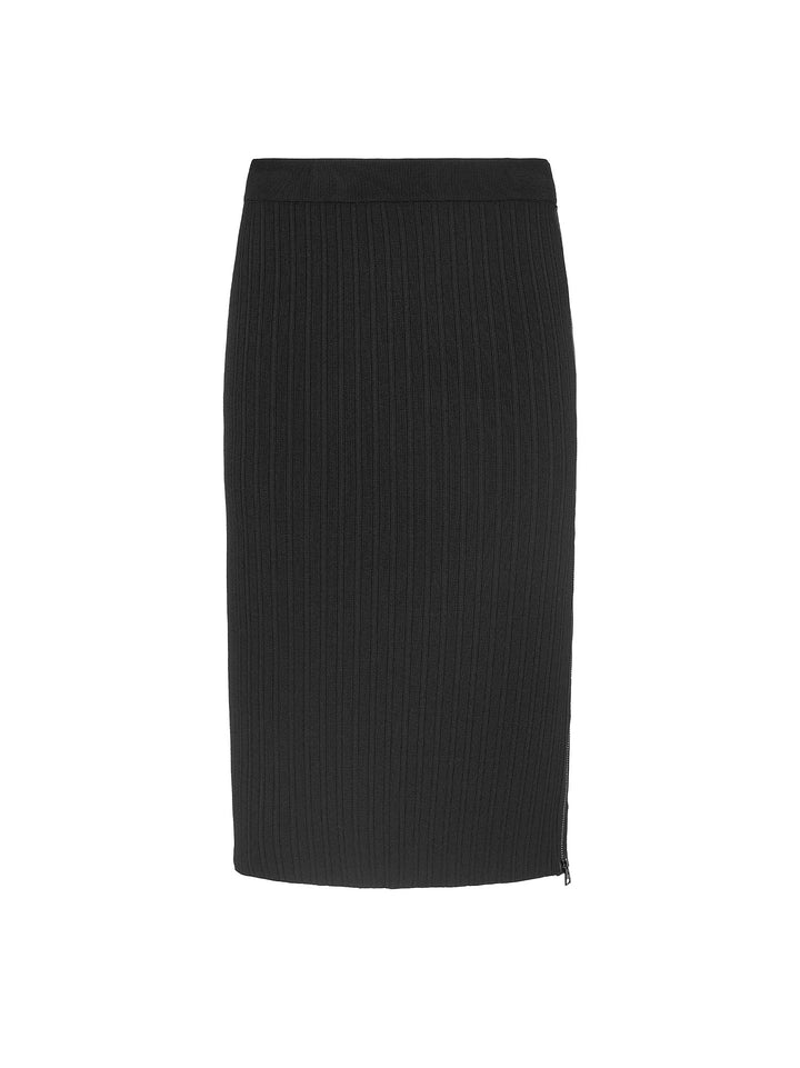 Ribbed silk blend skirt