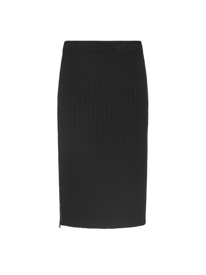 Ribbed silk blend skirt