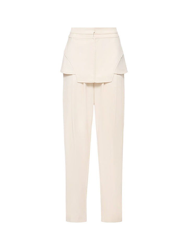 Viscose blend trouser with frontal panels with metal hooks