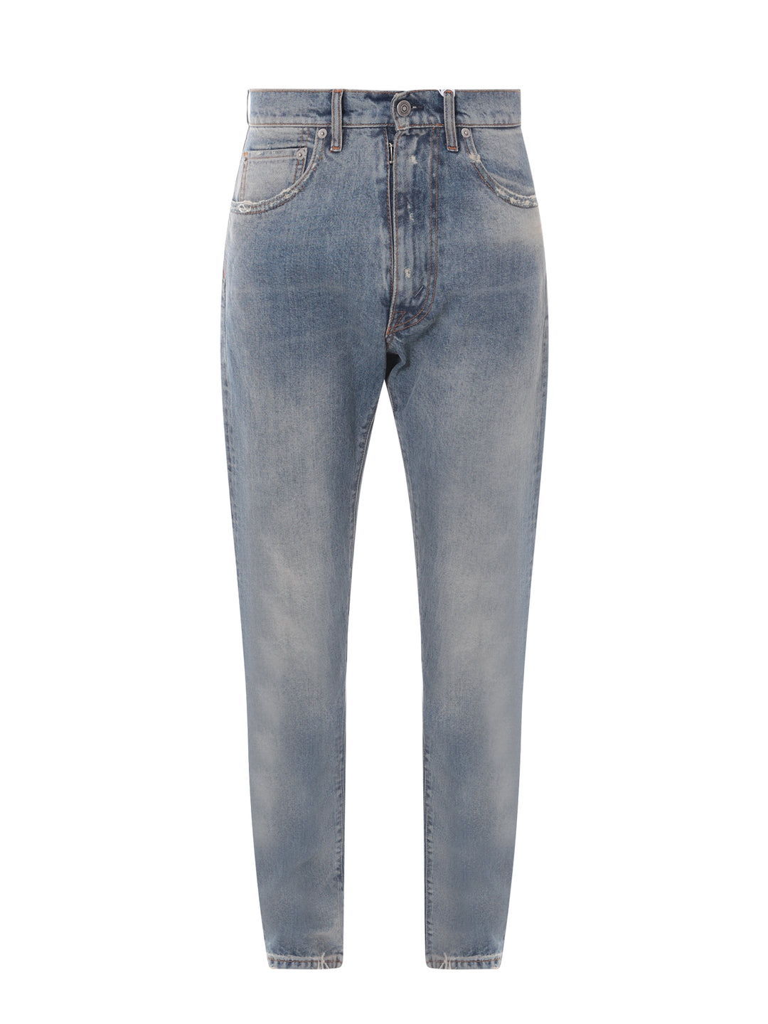 Cotton jeans with ripped profiles